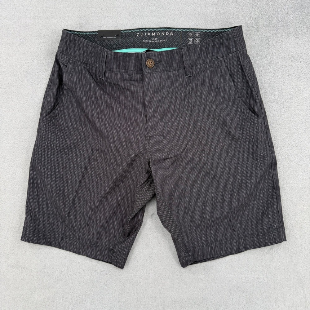 7 Diamonds Zion Performance Strech Shorts Mens 29 Grey Micro Pattern Golf
